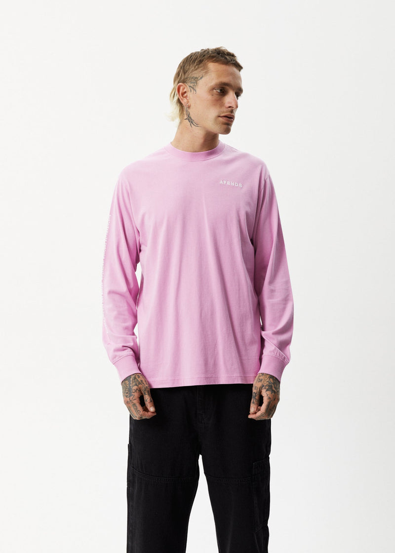 Afends Mens Icebergs - Long Sleeve Logo T-Shirt - Candy
