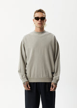 Afends Mens Indica - Hemp Crew Neck Jumper - Olive - Afends mens indica   hemp crew neck jumper   olive   streetwear   sustainable fashion