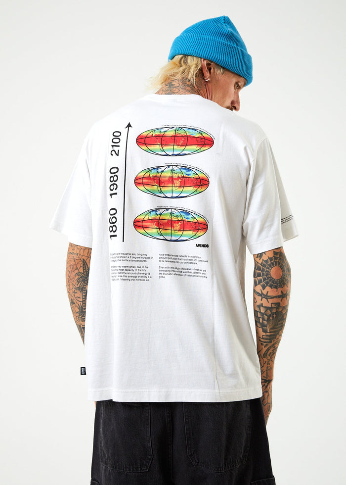 Afends Mens Information - Recycled Retro Graphic T-Shirt - White - Streetwear - Sustainable Fashion