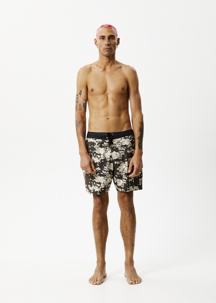 Afends Mens Jungle - Hemp Fixed Waist Boardshorts - Earth Camo - Streetwear - Sustainable Fashion