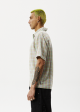 Afends Mens Kali - Short Sleeve Shirt - Pistachio Check - Afends mens kali   short sleeve shirt   pistachio check   streetwear   sustainable fashion