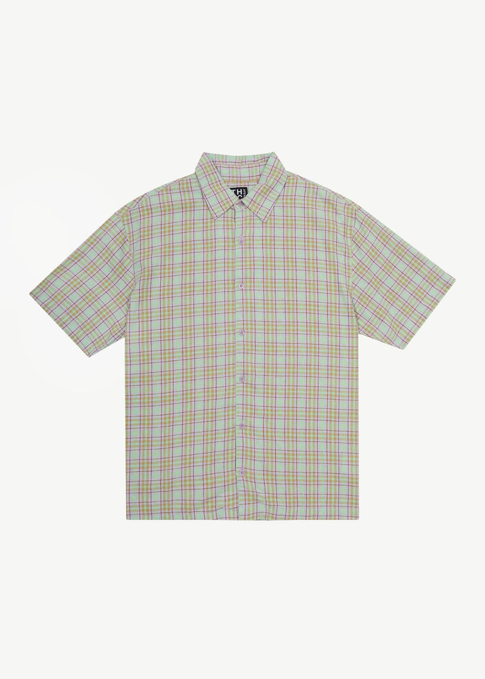 Afends Mens Kali - Short Sleeve Shirt - Pistachio Check - Streetwear - Sustainable Fashion