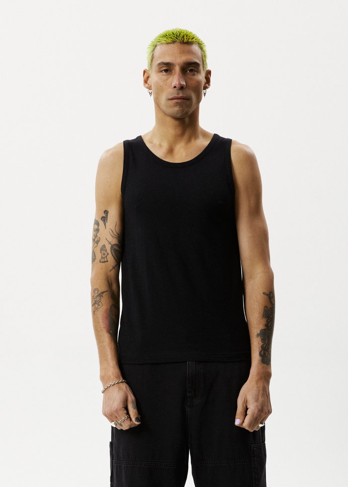 Afends Mens Laidback - Hemp Singlet - Black - Streetwear - Sustainable Fashion