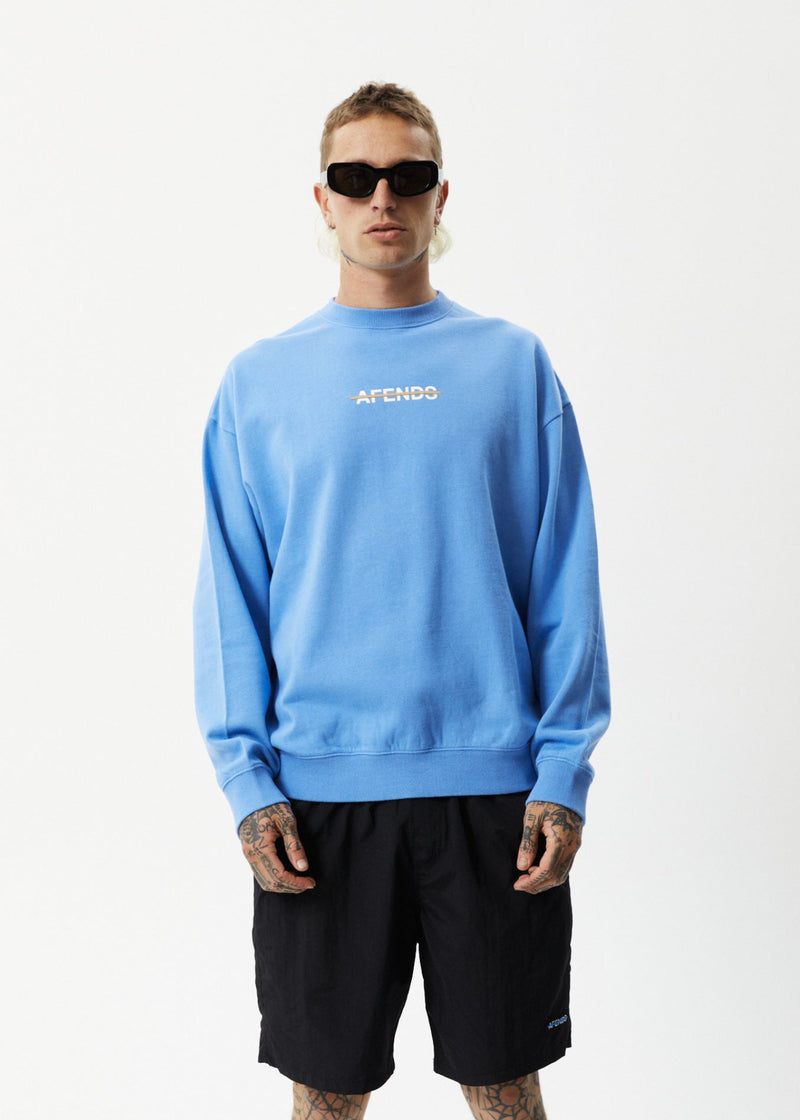 Afends Mens Liquid - Crew Neck Jumper - Arctic