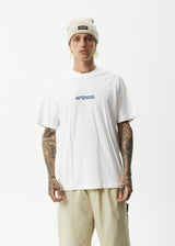 Afends Mens Liquid - Retro Logo T-Shirt - White - Afends mens liquid   retro logo t shirt   white   streetwear   sustainable fashion
