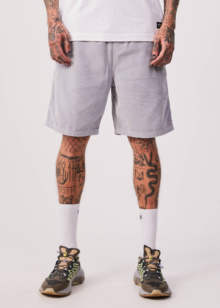 Afends Mens Louie - Organic Corduroy Shorts - Grey - Streetwear - Sustainable Fashion