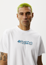 AFENDS Mens Melted - Boxy Logo T-Shirt - White - Afends mens melted   boxy logo t shirt   white   streetwear   sustainable fashion
