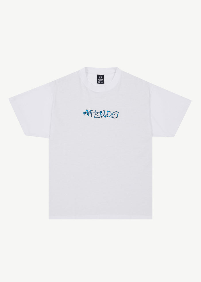 Afends Mens Melted - Boxy Logo T-Shirt - White - Streetwear - Sustainable Fashion