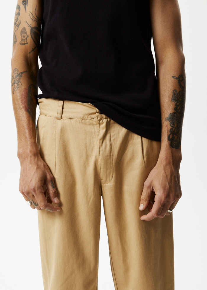 Afends Mens Mixed Business - Hemp Suit Pants - Tan - Streetwear - Sustainable Fashion