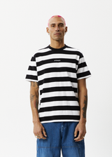 Afends Mens Needle - Recycled Retro Logo T-Shirt - Black Stripe - Afends mens needle   recycled retro logo t shirt   black stripe   streetwear   sustainable fashion