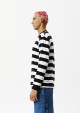 Afends Mens Needle - Recycled Striped Long Sleeve Logo T-Shirt - Black Stripe - Afends mens needle   recycled striped long sleeve logo t shirt   black stripe   streetwear   sustainable fashion
