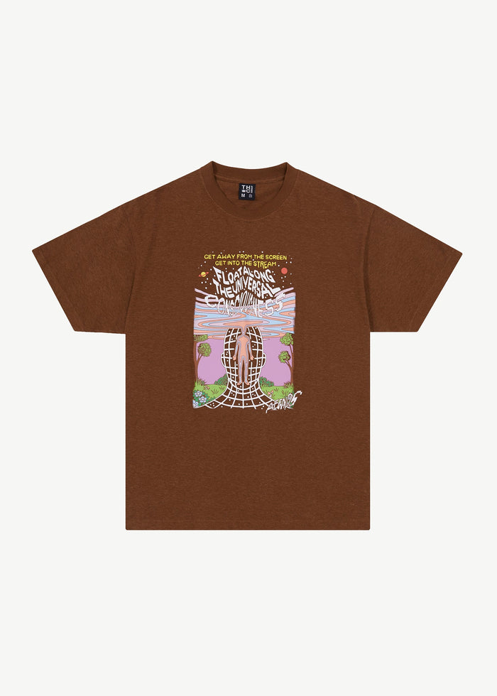 AFENDS Mens Next Level - Boxy Graphic T-Shirt - Toffee - Streetwear - Sustainable Fashion