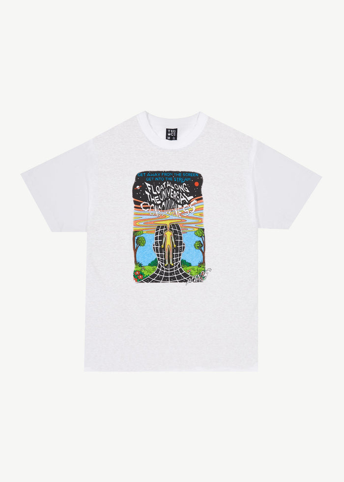 Afends Mens Next Level - Boxy Graphic  T-Shirt - White - Streetwear - Sustainable Fashion