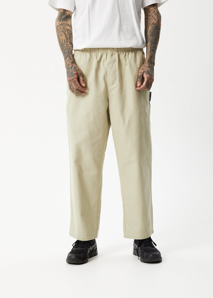 Afends Mens Ninety Eights - Elastic Waist Pants - Cement - Streetwear - Sustainable Fashion