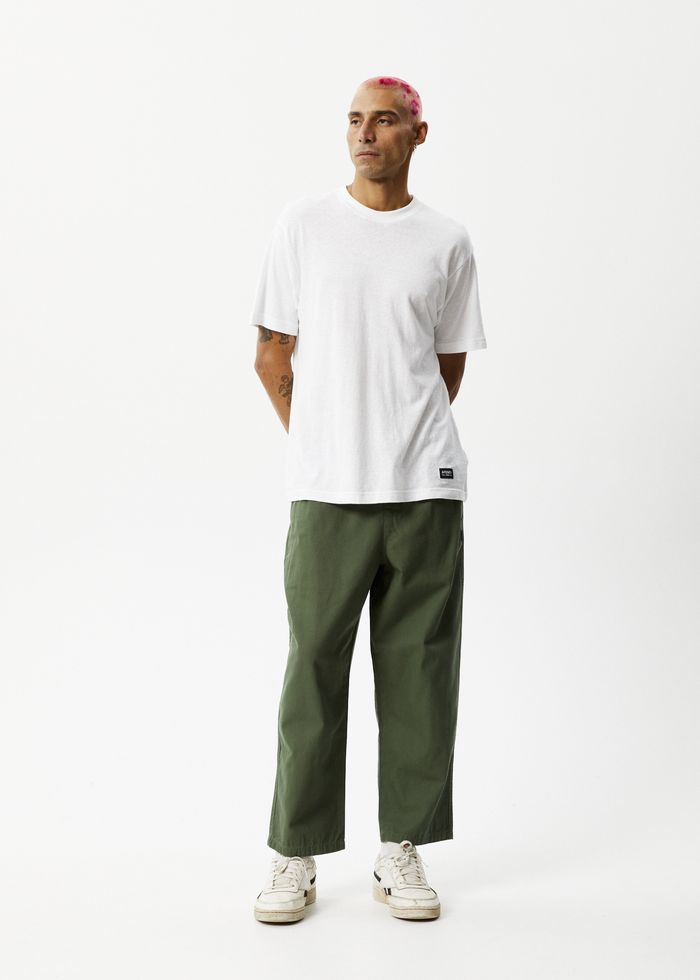 Afends Mens Ninety Eights - Recycled Baggy Elastic Waist Pants - Cypress - Streetwear - Sustainable Fashion