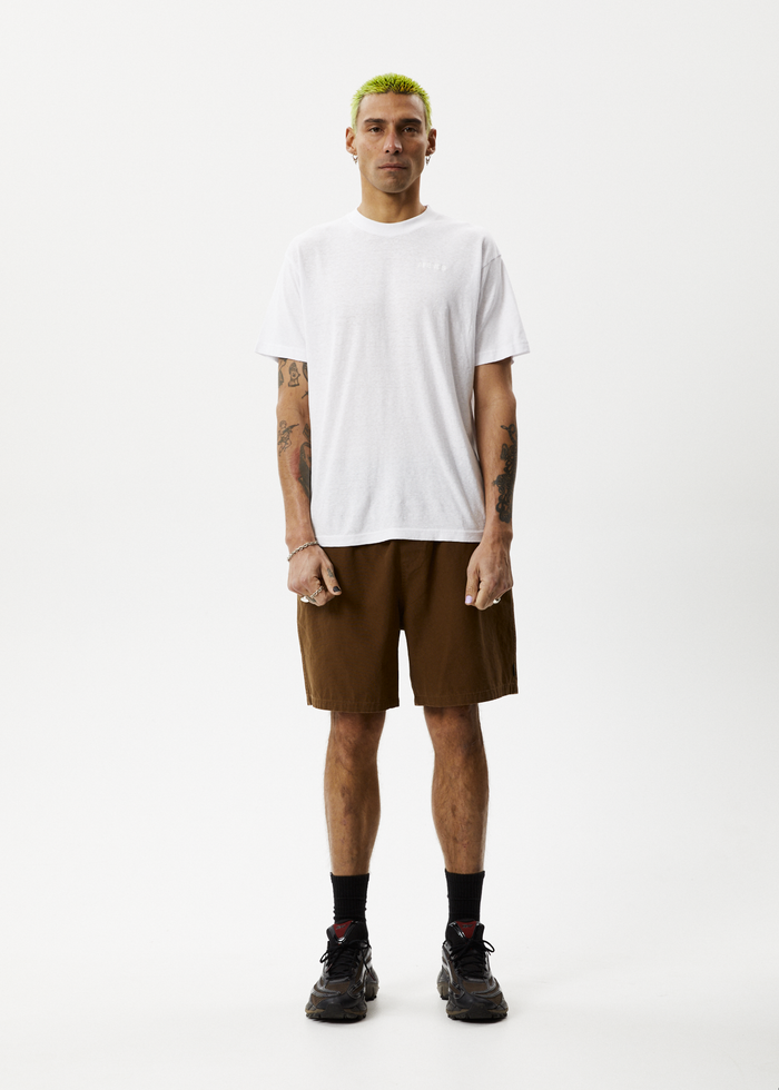 Afends Mens Ninety Eights - Recycled Baggy Elastic Waist Shorts - Toffee - Streetwear - Sustainable Fashion