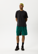 Afends Mens Ninety Eights Union - Corduroy Elastic Waist Shorts - Emerald - Afends mens ninety eights union   corduroy elastic waist shorts   emerald   streetwear   sustainable fashion