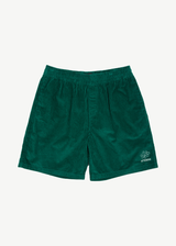 AFENDS Mens Ninety Eights Union - Corduroy Elastic Waist Shorts - Emerald - Afends mens ninety eights union   corduroy elastic waist shorts   emerald   streetwear   sustainable fashion