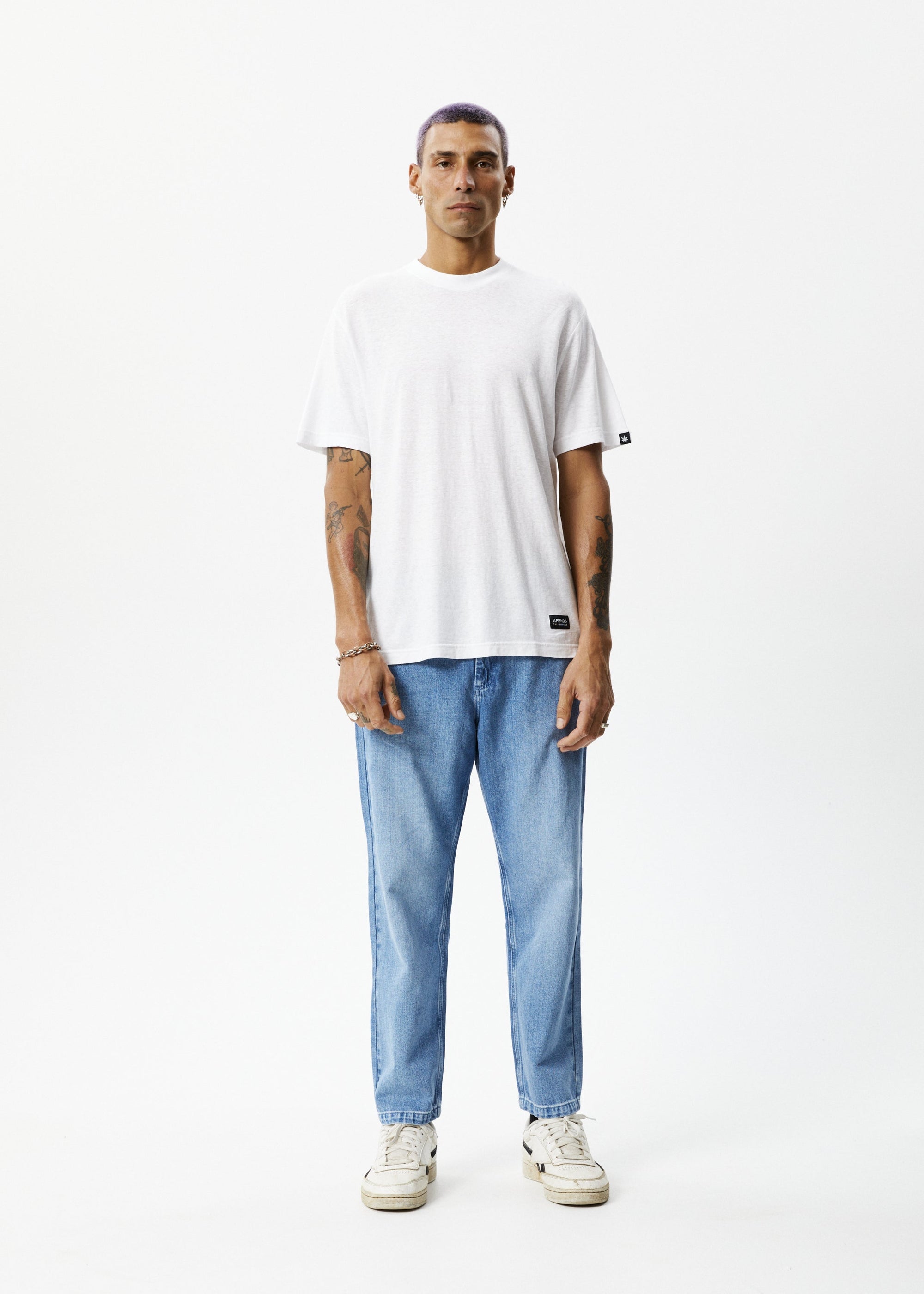 Ninety Twos - Men's Hemp Denim Relaxed Jeans - Worn Blue - Afends US.