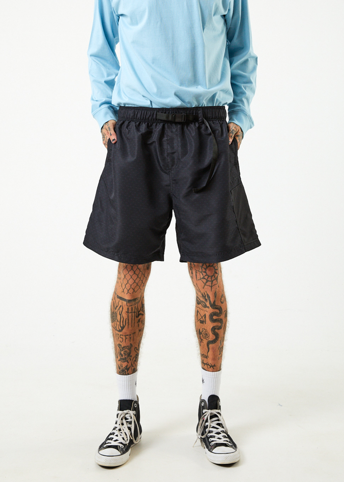 Afends Mens Escape - Recycled Elastic Waist Spray Shorts - Charcoal - Streetwear - Sustainable Fashion