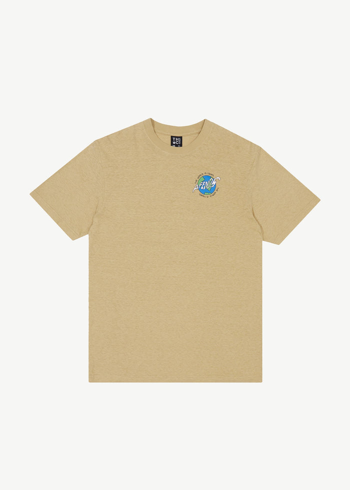 Afends Mens Orbital - Retro Graphic T-Shirt - Camel - Streetwear - Sustainable Fashion