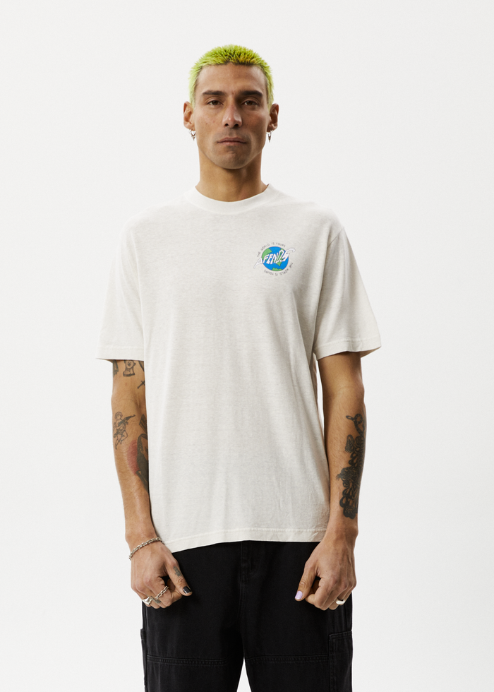 Afends Mens Orbital - Retro Graphic T-Shirt - Moonbeam - Streetwear - Sustainable Fashion