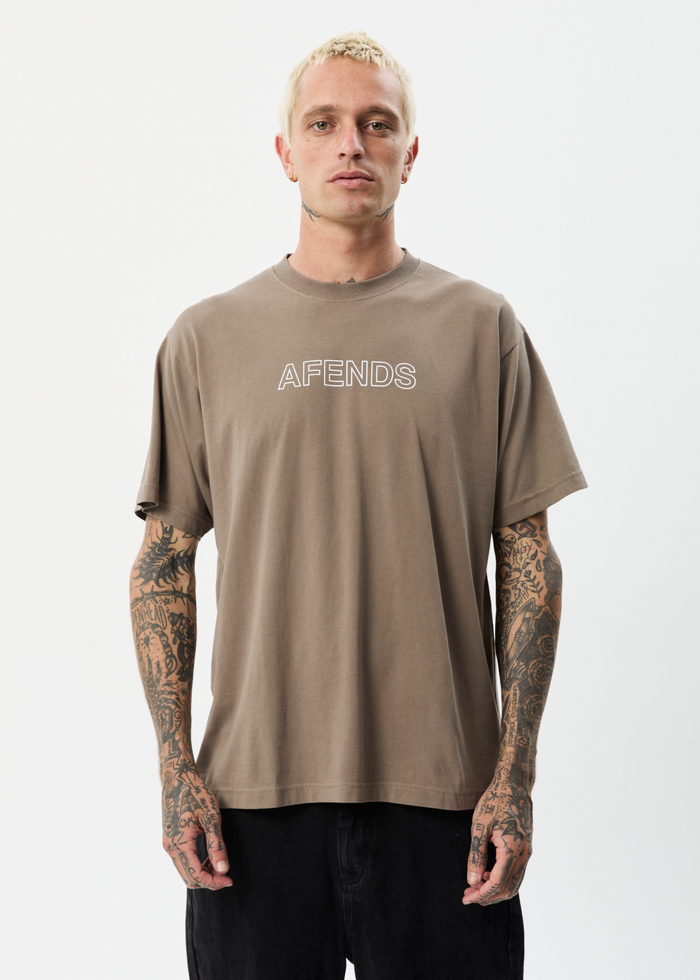 Afends Mens Outline - Recycled Boxy T-Shirt - Beechwood - Streetwear - Sustainable Fashion