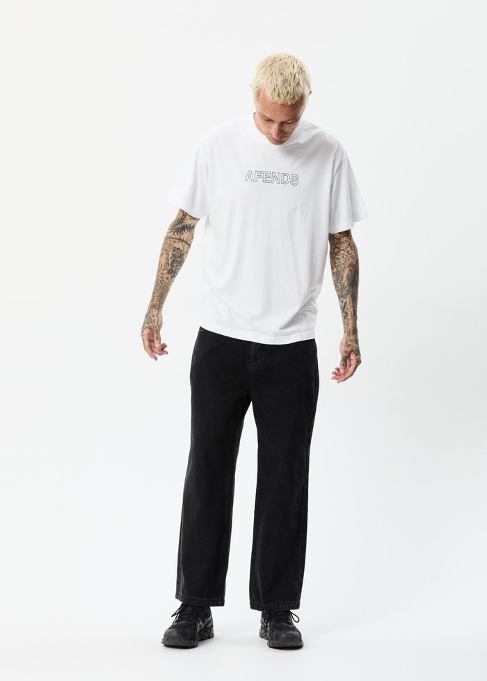 Afends Mens Outline - Recycled Boxy T-Shirt - White - Streetwear - Sustainable Fashion