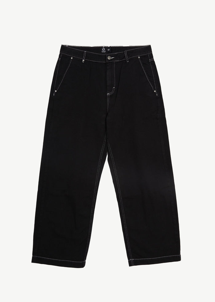 Afends Mens Pablo - Recycled Baggy Pants - Black - Streetwear - Sustainable Fashion