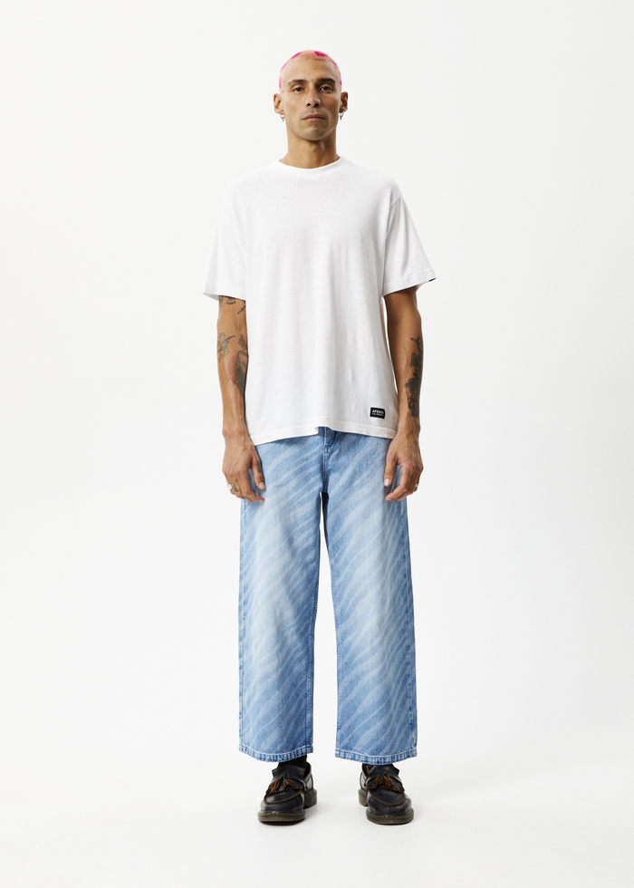 Afends Mens Pablo Atmosphere - Hemp Denim Baggy Jeans - Worn Blue - Streetwear - Sustainable Fashion