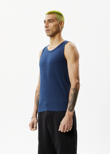 Afends Mens Paramount - Recycled Rib Singlet - Navy - Afends mens paramount   recycled rib singlet   navy   streetwear   sustainable fashion