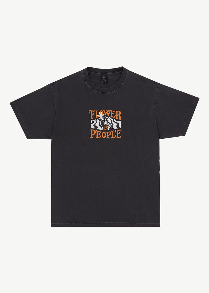 AFENDS Mens Power Plant - Boxy Graphic T-Shirt - Stone Black - Streetwear - Sustainable Fashion