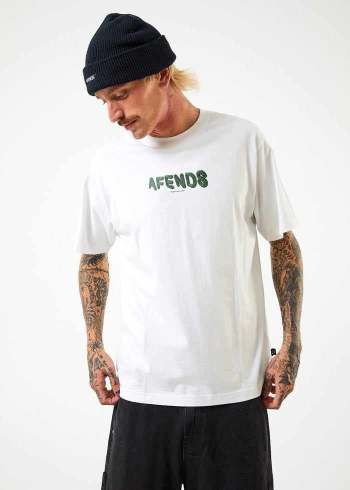 Afends Mens Programmed - Recycled Retro T-Shirt - White - Streetwear - Sustainable Fashion