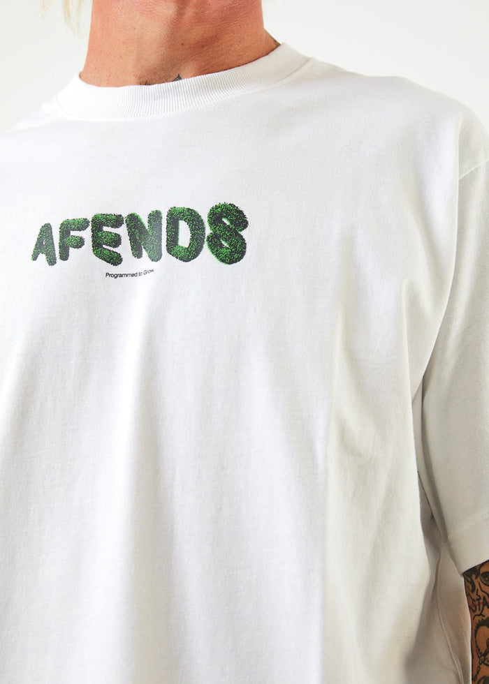 Afends Mens Programmed - Recycled Retro T-Shirt - White - Streetwear - Sustainable Fashion