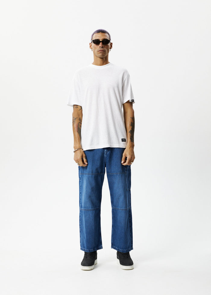 Afends Mens Richmond - Hemp Denim Baggy Workwear Jeans - Authentic Blue - Streetwear - Sustainable Fashion