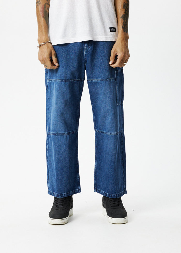 Afends Mens Richmond - Hemp Denim Baggy Workwear Jeans - Authentic Blue - Streetwear - Sustainable Fashion