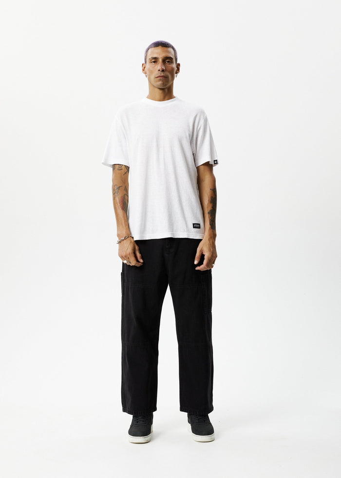 Afends Mens Richmond - Organic Denim Baggy Workwear Jeans - Washed Black - Streetwear - Sustainable Fashion