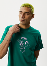 AFENDS Mens Rip In - Boxy Graphic T-Shirt - Emerald - Afends mens rip in   boxy graphic t shirt   emerald   streetwear   sustainable fashion