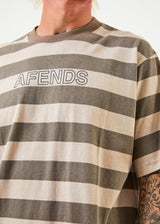 Afends Mens Sideline - Recycled Retro Striped T-Shirt - Beechwood - Afends mens sideline   recycled retro striped t shirt   beechwood   streetwear   sustainable fashion