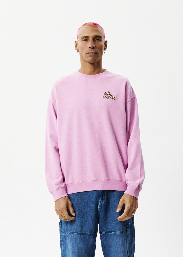 Afends Mens Sleepy Hollow - Crew Neck Jumper - Candy - Streetwear - Sustainable Fashion
