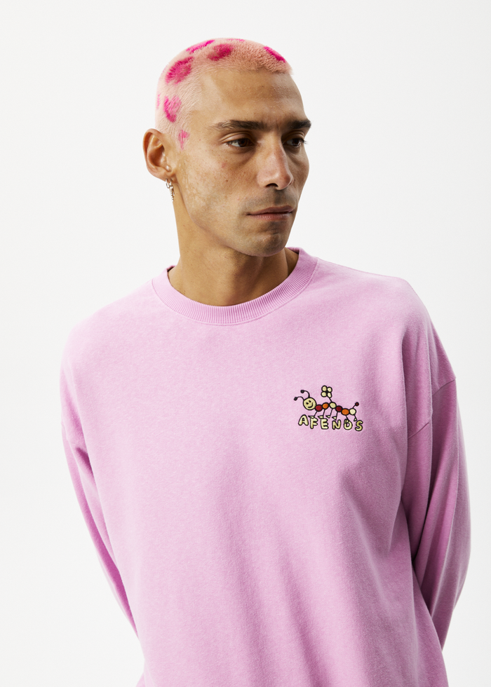 AFENDS Mens Sleepy Hollow - Crew Neck Jumper - Candy - Streetwear - Sustainable Fashion