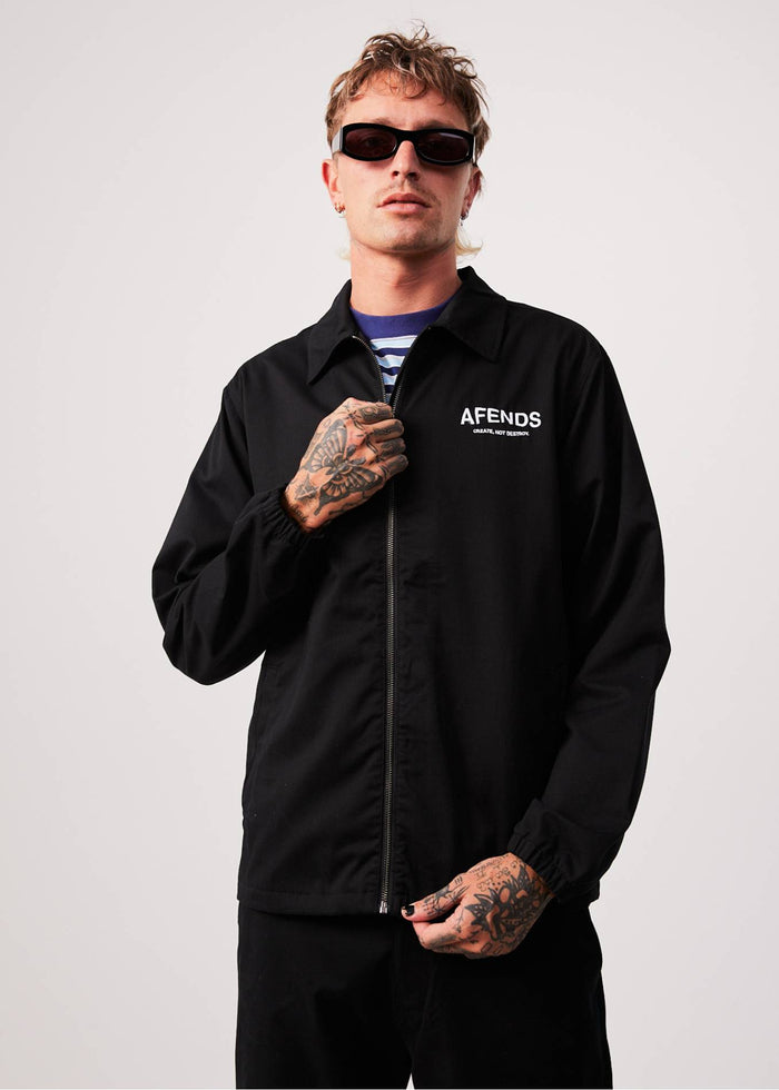 Afends Mens Spaced - Recycled Coach Jacket - Black - Streetwear - Sustainable Fashion