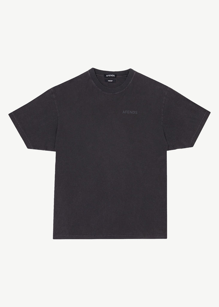 Afends Mens Staple - Hemp Boxy Logo T-Shirt - Stone Black - Streetwear - Sustainable Fashion