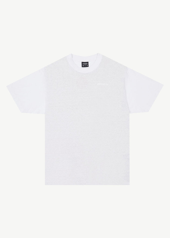 Afends Mens Staple - Hemp Boxy Logo T-Shirt - White - Streetwear - Sustainable Fashion