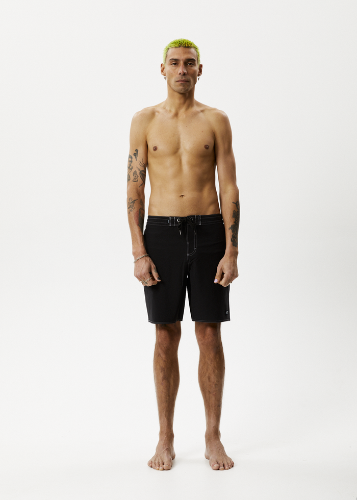 Afends Mens Surf Related - Hemp Fixed Waist Boardshorts - Black - Streetwear - Sustainable Fashion