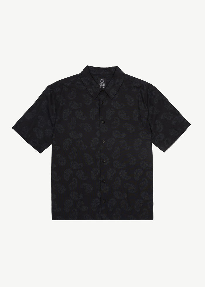 Afends Mens Tradition - Paisley Short Sleeve Shirt - Black - Streetwear - Sustainable Fashion