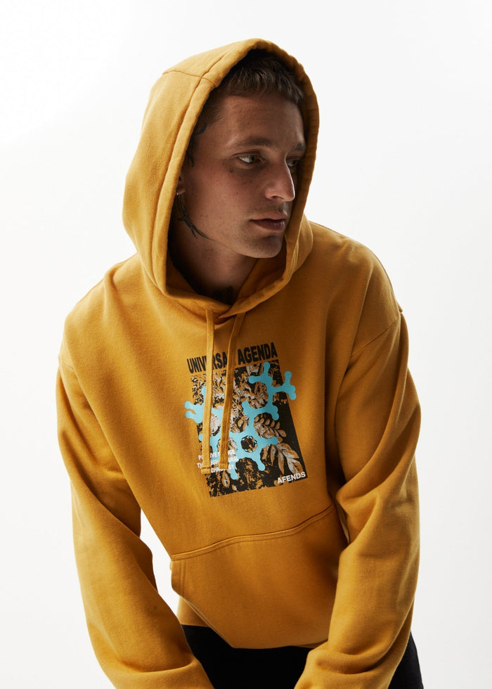 Afends Mens Universal - Graphic Hoodie - Mustard - Streetwear - Sustainable Fashion