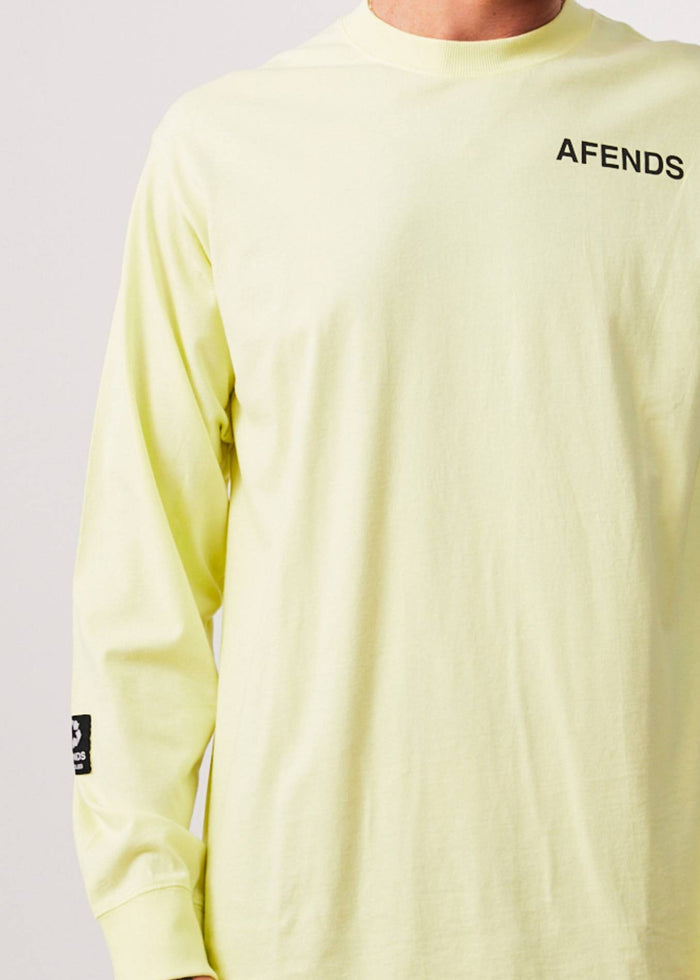 Afends Mens Millions - Recycled Long Sleeve T-Shirt - Citron - Streetwear - Sustainable Fashion
