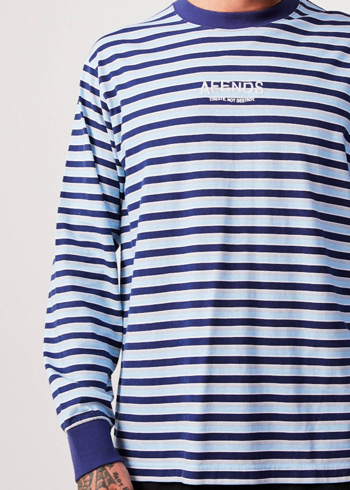 Afends Mens Views - Recycled Striped Long Sleeve T-Shirt - Seaport - Streetwear - Sustainable Fashion