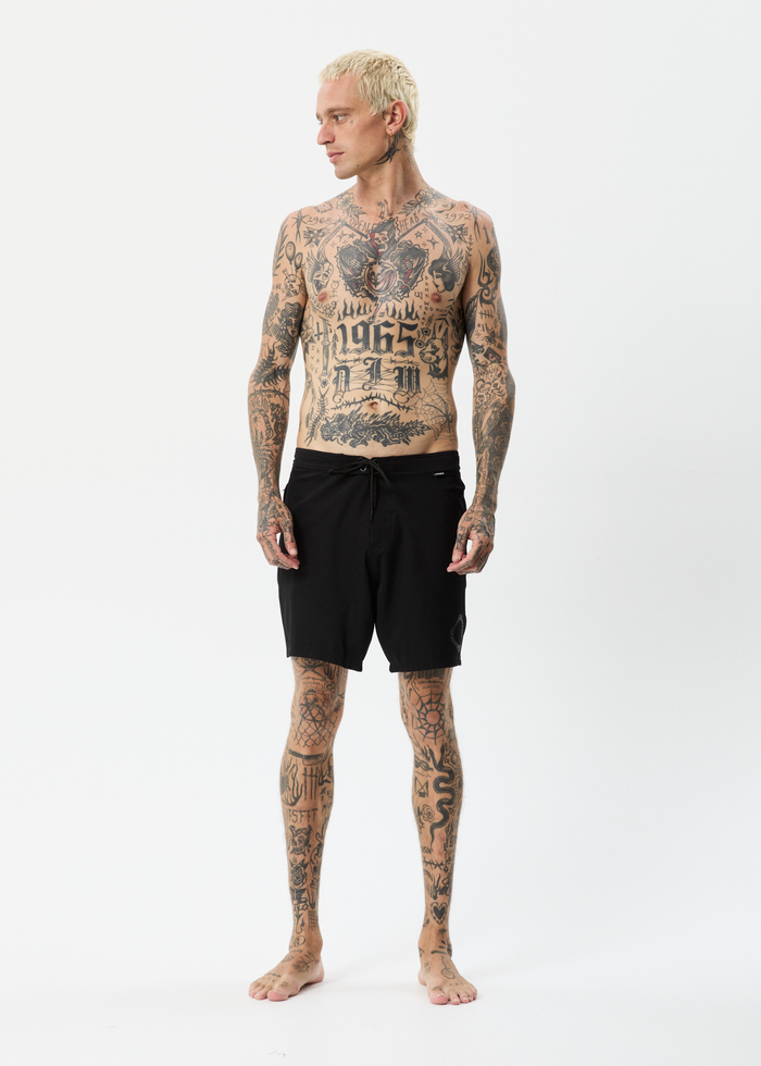 Afends Mens Vortex - Recycled Fixed Waist Boardshorts - Black - Streetwear - Sustainable Fashion